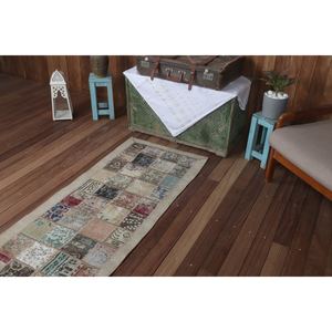 พรมตุรกีขนาดเล็ก 2.2x6.3 ฟุต พรมวินเทจสีเบจ ลายเรขาคณิตผสมลายดอกไม้ - Product Image 5