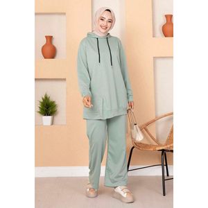 ชุด2ชิ้นสีมิ้นท์ชุด2ชิ้นสไตล์ลำลองเหนือเข่ากระโปรงผ้าสแปนเด็กซ์ทรงสั้นขนาด XS ถึง2XL - Product Image 5