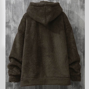 OEM logotipo personalizado Sherpa Fleece HOODIE hecho a medida Furry Sherpa Fleece Hoodie Hombres - Product Image 4