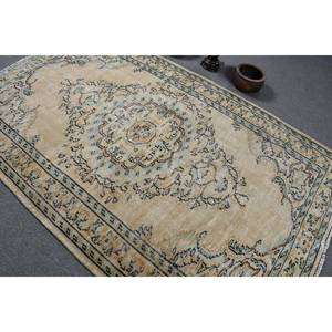 Alfombra turca vintage-5,2 X 8.1ft Beige Azul Clásico Diseño de retales grande Material de lana Respaldo de látex para adolescentes 4m de ancho - Product Image 4
