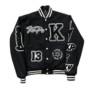Mode personnalisée rose grande taille broderie chenille logo Letterman College Vintage Varsity veste d'hiver pour hommes - Product Image 5