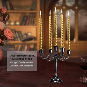 Antique Black <b>Brass</b> Metal Candle Holder Powder Coating Elegant Iron <b>Candlestick</b> Stand Wedding Christmas Home Decor Living Room - Product Image 1