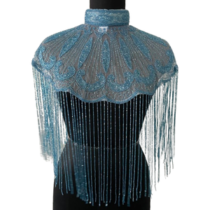 Nouveautés Capes de soirée musulmanes islamiques modestes argentées personnalisables style fête pour femmes, broderie lourde perlée, franges uniques - Product Image 5