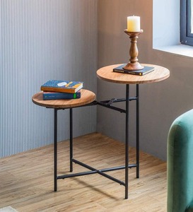 Round Shape Joined Metal <b>Table</b> With Wood Top <b>Tables</b> Accent Side <b>Table</b> <b>for</b> Living Room and Home Furniture High Quality - Product Image 1