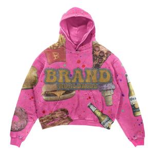 Sweat-shirt à capuche pour homme en molleton 100% coton, coupe classique, haute qualité, hiver, broderie et impression en relief, motifs unis personnalisés, avec poche - Product Image 4