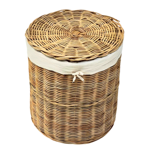 Panier en rotin tissé à la main durable de qualité supérieure avec doublure en coton avec couvercle idéal pour organiser le rangement de l'organisateur de linge décor à la maison - Product Image 1