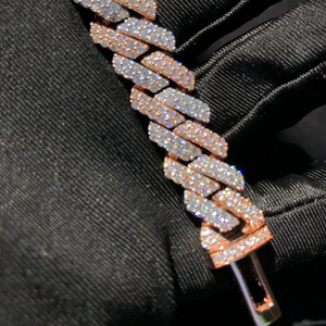 Moissanite Round Cut 10mm Cuban Linking Pulsera unisex en 14K Rose Gold Plated Lujosas joyas creativas Lujosas Cre - Product Image 4