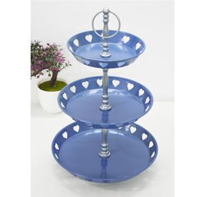 Servidor de soporte para tartas de 2 niveles con relieve azul recubierto de polvo de hierro a bajo precio, estilo nórdico único de lujo para la mejor bandeja para tartas de Navidad - Product Image 4