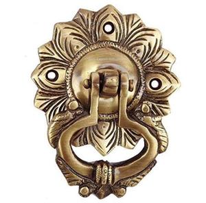 Aldaba de puerta de metal de latón puro duradero de larga duración, aldaba de puerta de latón vintage de alta calidad para uso en villas de hotel en casa - Product Image 1