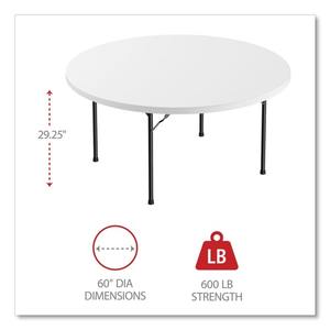 Alera ALEPT60RW 60 pouces. Diamètre X 29,25 pouces Table pliante d'extérieur blanche 60 pouces. Diamètre X 29,25 pouces Table pliante en plastique - Blanche - Product Image 5