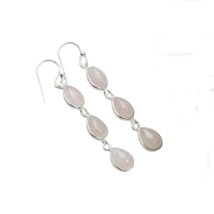 Octobre Pierre de Naissance Naturel Rose Quartz Rose 925 Sterling Silver Gemstone Boucles D'oreilles Bijoux Faits À La Main Cadeau Pour Ses Boucles D'oreilles En Pierre - Product Image 1