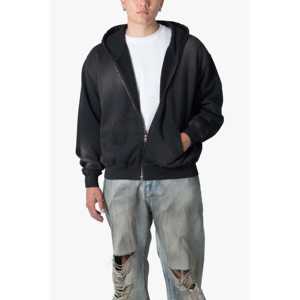 SUDADERA CON CAPUCHA CON CREMALLERA BÁSICA DESTEÑIDA - Product Image 4