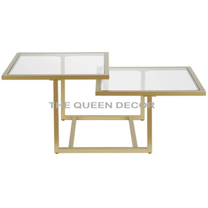 Table de café Table basse de luxe moderne cadre en acier inoxydable doré dessus en verre événements de mariage Table basse ronde - Product Image 4