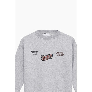เสื้อสเวตเชิ้ตคอกลมโอเวอร์ไซส์สีเทาสำหรับผู้ชาย GRIMELANGE พิมพ์ลายด้านหน้า สไตล์ลำลอง - Product Image 2