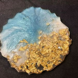 High Quality Epoxy Resin Round <b>Blue</b> Resin Tea <b>Coasters</b> Manufacturer From India Perfect Coffee & Tea - Product Image 1
