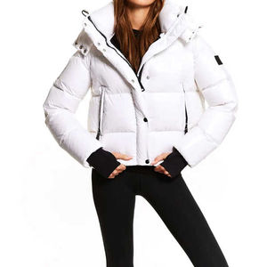 Nuevas chaquetas acolchadas para mujer superventas en estilo corto, cuello largo, mangas completas, azul en color, tarifa al por mayor, personalización OEM - Product Image 3