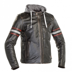 Top Notch <b>Retro</b> Grey Genuine <b>Leather</b> High Performance Men's Motorbike Racing <b>Jacket</b> Winter Track Protected Motorcycle Custom - Product Image 3