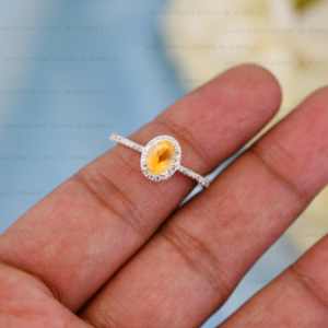 แหวนแต่งงาน925เงินสเตอร์ลิงขนาด5x7มม. รูปไข่ประดับเพชรสังเคราะห์เซอร์โคเนียเซอร์โคเนียเซอร์โคเนียธรรมชาติดีไซน์สวยงาม - Product Image 5