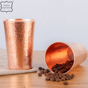 Elegante diseño martillado hecho a mano taza de vidrio de cobre puro beneficios para la salud vino Ayurvédico personalizado - Product Image 2