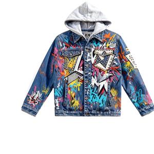 Vestes en jean pour hommes de haute qualité, 100% coton, coupe-vent, logo personnalisé, streetwear, veste en denim à capuche pour hommes - Product Image 1