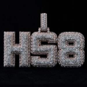 Pendentif personnalisé en lettres 3D, bijoux hip-hop, pendentif en moissanite glacé, pendentif en argent 925, pendentif en moissanite pour homme, bijoux de rappeur - Product Image 1