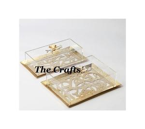 Bandeja de Servicio Acrílica de Alta Calidad con Tapa y Perilla de Metal, Forma y Tamaño Personalizados, Logotipo Personalizado al por Mayor - Product Image 6