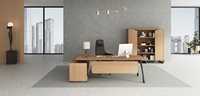 Bureau de direction moderne en bois avec base en fer, tiroir de rangement, poste de travail pour bureau