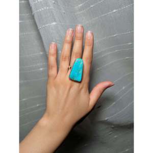 Bague artisanale Navajo en turquoise de Kingman et argent sterling, taille 7.75, bijou culturel de collection - Product Image 5