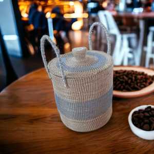 Cesta de almacenamiento de hierba Sabai de bajo precio con tapa y asas Cesta de algas marinas hecha a mano con asas Organizador de habitación para niños - Product Image 2