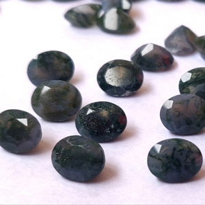 Ágata de musgo natural de alta calidad 8x10mm facetado ovalado de alta calidad - Product Image 1