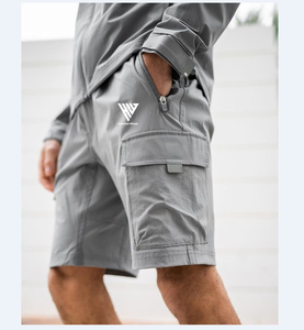 Pantalones Cortos Casuales Ligeros de Polialgodón con Ajuste Fácil, Cintura con Cordón, Bolsillos de Almacenamiento e Impresión de Color Personalizada - Product Image 1