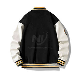 Veste d'hiver Letterman légère personnalisée avec col montant bouton couvert prix de gros - Product Image 2