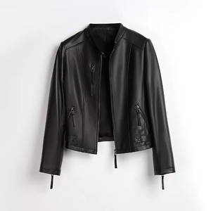 Chaqueta de cuero para mujer, nuevo diseño clásico, de alta calidad, para motocicleta - Product Image 4