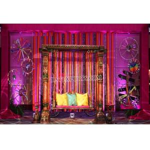 Bright Colorful Theme <b>Mehndi</b> Stage Swing Traditional <b>Mehndi</b> Ceremony Jhula Setup for Bride Muslim Reception <b>Decor</b> Swing - Product Image 1