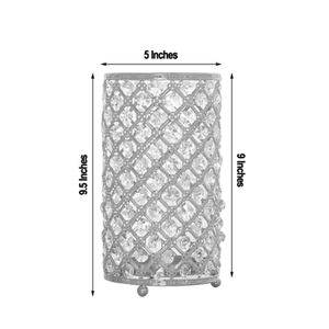 Bougeoir votif en cristal de décoration intérieure en forme cylindrique argentée, parfait pour Noël et l'affichage de table de fête - Product Image 2