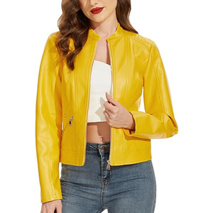 Cómoda chaqueta de cuero para mujer, transpirable, antiarrugas, impermeable, ecológica, de primera calidad, chaqueta ligera para mujer - Product Image 5