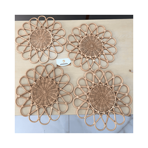 Sous-verre moderne en rotin tressé, matériau : fibres de rotin lisses ; utilisation : base de boisson pour salon ; origine : fabrication vietnamienne - Product Image 6