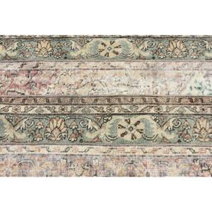 Alfombra turca Vintage de 2,7x4,8 pies, alfombra verde y Beige de lana para sala de estar, alfombra de látex con respaldo rectangular, estilo Aubusson de retazos - Product Image 5