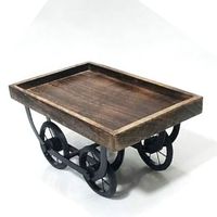 Chariot de service de luxe écologique en bois et métal à motif végétal pour cuisine, aliments, thé, café, table à manger pour hôtel et restaurant