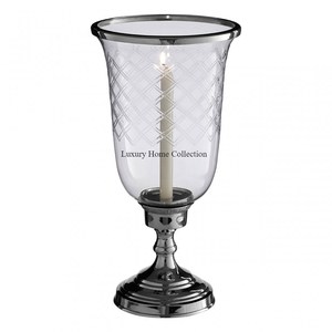 Modern Glass Made Tabletop Candle Holder With Gold Color Base and <b>Top</b> Border Brass Casted Handmade Tabletop Dinnerware Supplies - Product Image 5