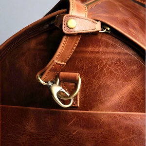 Bolsa de lona de cuero de viaje vintage 2 en 1, Maleta de mano convertible con cierre de cremallera, ropa colgante, opciones de stock - Product Image 3