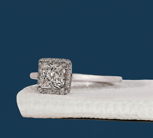 14K White Gold Princess Cut Lab Grown Diamond Halo Engagement Ring 1.09 CTW VVS2 F IGI Certified Rhodium Plated Women's - Product Image 2