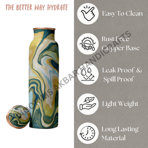 Botella de agua de cobre de Metal puro de 750ml de lujo hecha a mano de alta calidad ligera a prueba de herrumbre a prueba de fugas Impresión de moda - Product Image 2