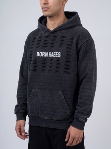 Custom Distressed Pullover Hoodie Mens Oversized Washed <b>Hooded</b> Sweatshirt Heavyweight Cotton <b>Fleece</b> Ripped Streetwear Casual - Product Image 6