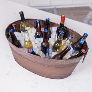 Bañera de cobre vintage con asas para fiestas y reuniones, perfecta para enfriar vino y cerveza - Product Image 2