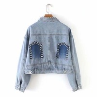 Nouvelle Veste en Jean Décontractée Gothique pour Femme, Détails Boutonnés, Manches Longues, Qualité Supérieure, Style Streetwear Automne Hiver Personnalisable