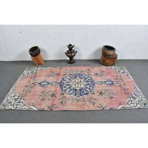 Classique Rose Bleu Patchwork Design Vintage Tapis En Laine Turque 3.9 X 7.3ft pour Décorations De Salon Y Compris Latex Voitures - Product Image 3