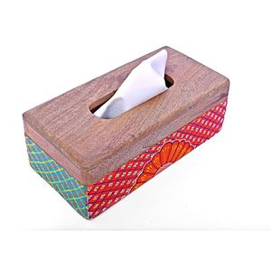 Boîte à mouchoirs en bois imprimé en émail Boîte à mouchoirs Solide Ménage Pull Cover Paper Storage Serviette Holder Box - Product Image 1