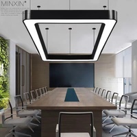 Lustre Suspendu Plafonnier Réglable Design Nordique Rectangle à Coins Arrondis pour Salle à Manger Décoration d'Intérieur