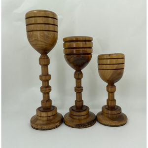 Porte-bougie en teck fait main de la meilleure qualité, supports en bois de bambou, différentes tailles, couleur marron, décoration de Noël pour la maison, forme de pilier - Product Image 5